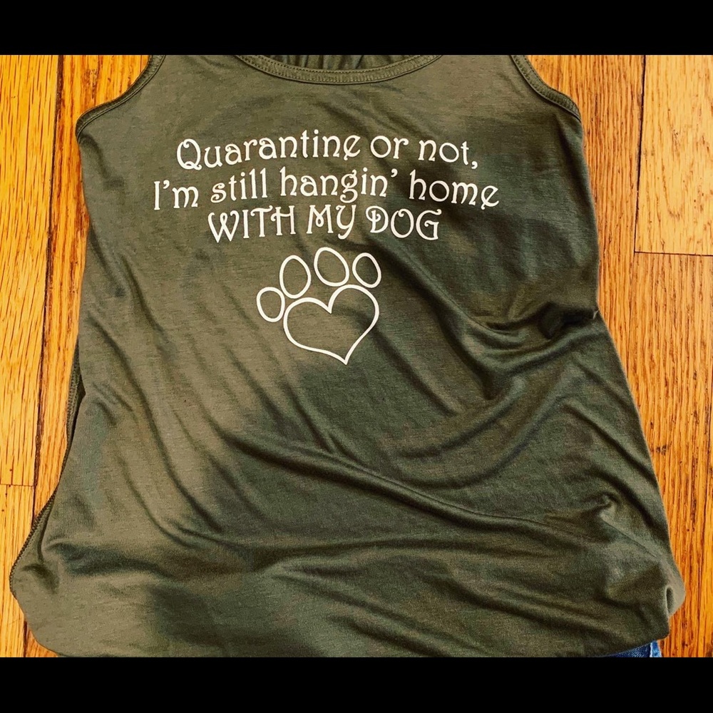 T shirt, quarantine,dog,quarantine with dog